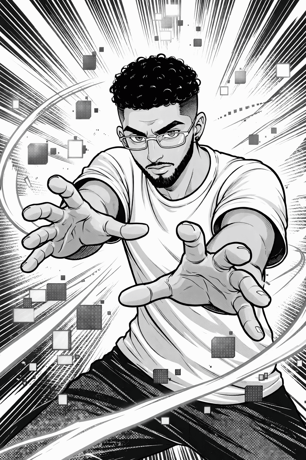 Illustration of Rida El Fagrouch activating his secret combat techniques